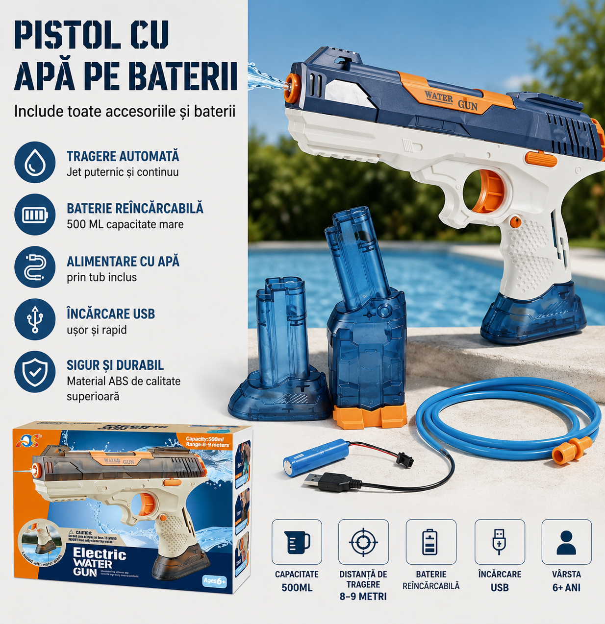 Pistol Apa Automat cu Baterii